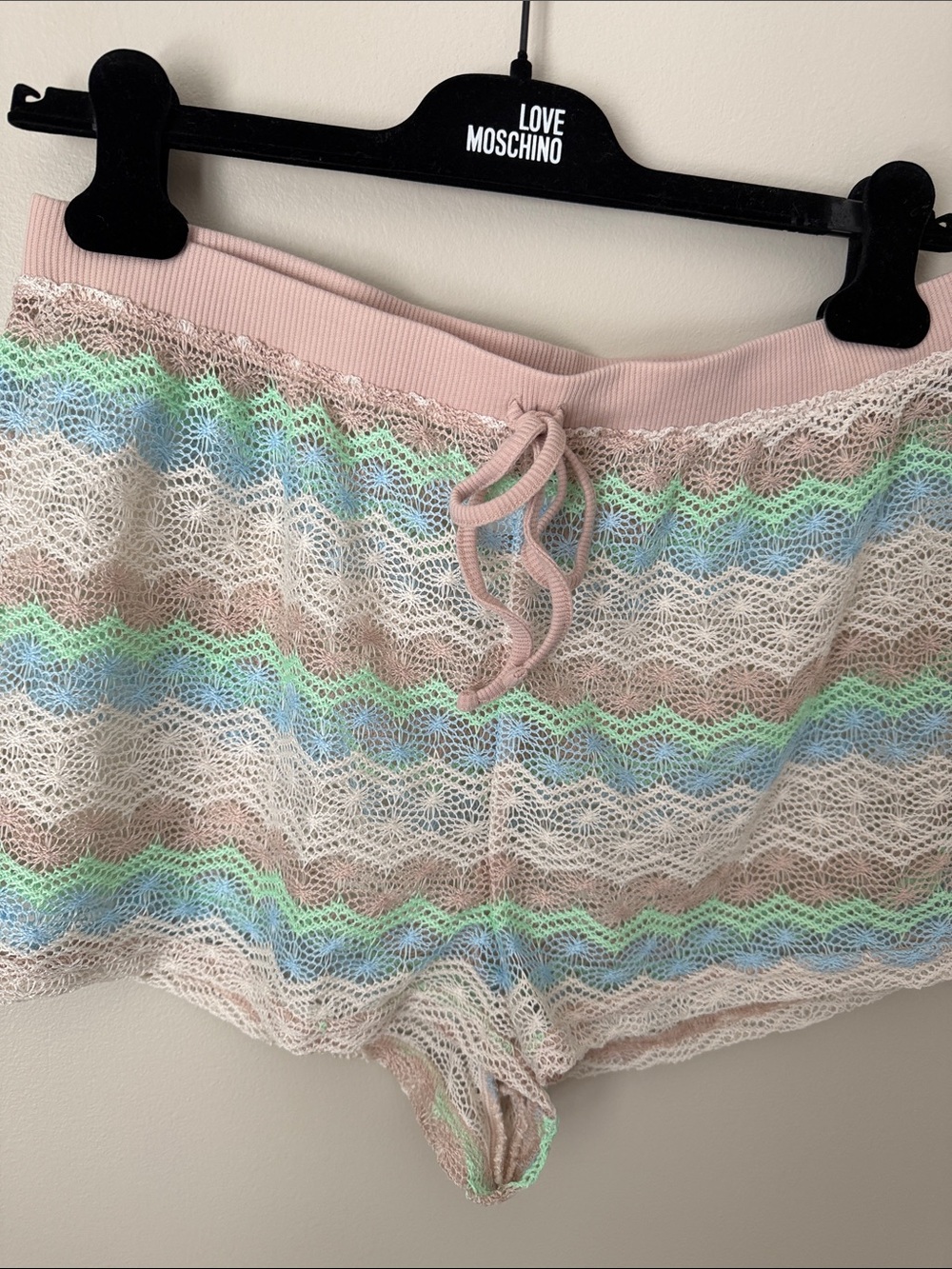 wild fable Pastel Crochet Striped Lounge Shorts - Pink, Cream, Green, Blue